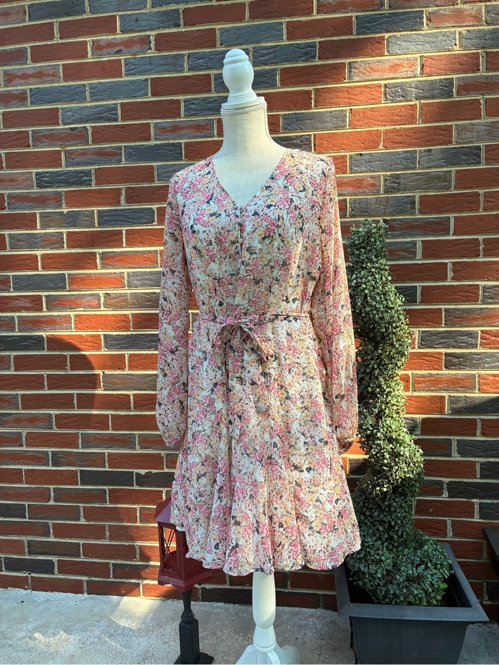 New York & Company Floral Tie-Waist Midi Dress size 8